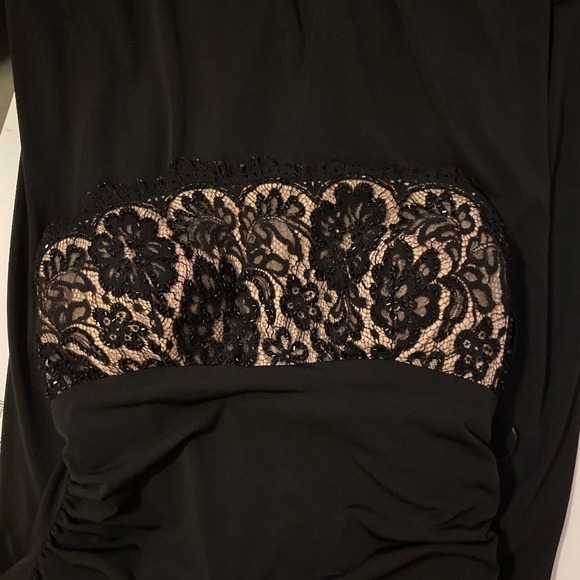 JS Boutique Elegant Black Gown w Lace Top & Spaghetti Straps - Picture 11 of 14